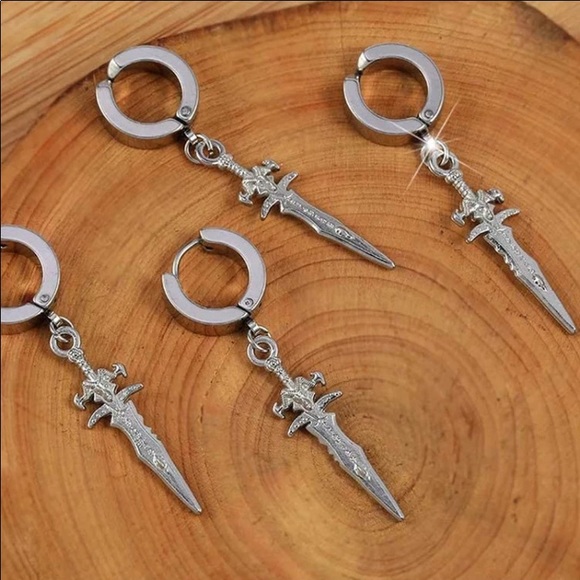 1 Pairs Stainless Steel Pierced earrings punk - Picture 2 of 4